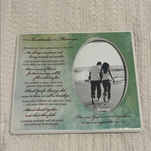 Roman Green and White Marriage Plaque Picture Frame